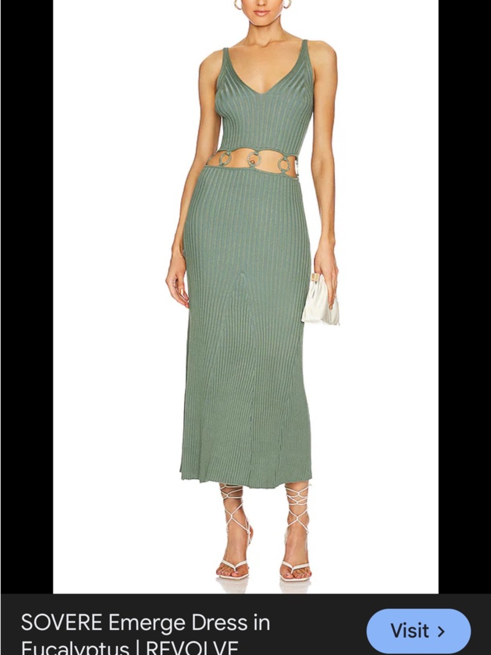 REVOLVE Ribbed Tank Midi Dress in Eucalyptus Green